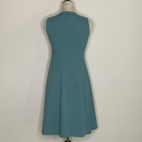 Lafayette 148 NY Women's Size 0 Blue Sleeveless Pleated Sheath Dress - Picture 4 of 16